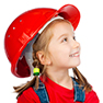 LIttle Girl in Wearing Hardhat